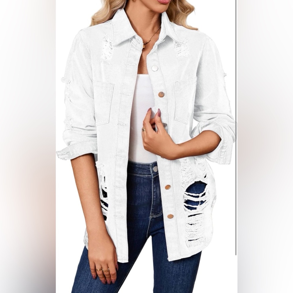 sexycherry Denim Jacket Long Sleeve Classic Trucker Jeans Long Coat with Pockets